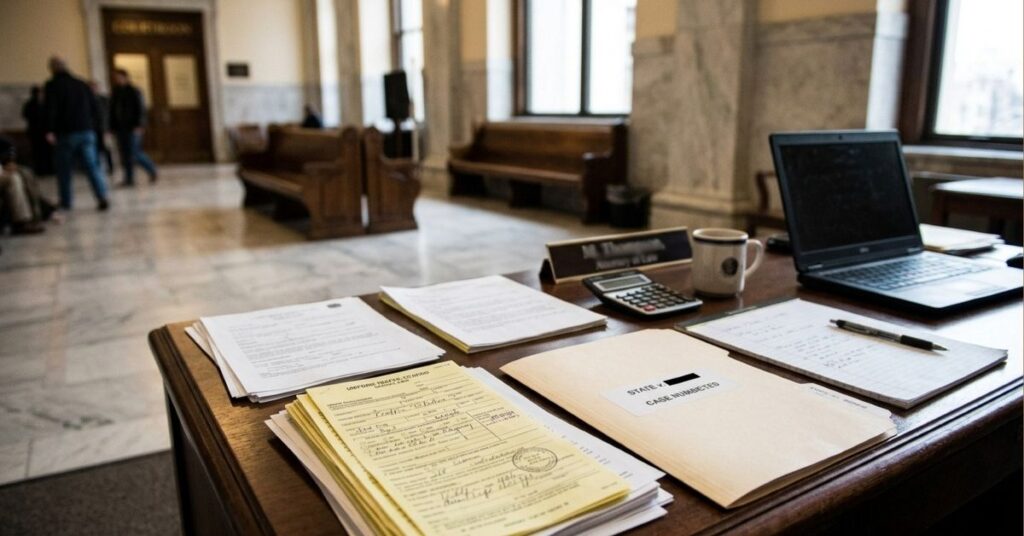 Misdemeanor bail paperwork and legal documents in Tampa